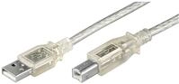 Wentronic USB Kabel (A-Stecker auf B-Stecker) transparent 3m, 68973-GB