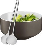WMF Moto Salatsch&uuml;ssel Set 3-teilig, Salatbesteck 32 cm mit Salatschale,