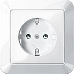 Merten Schuko-Steckdose mit voller Abdeckplatte, Schraub-Liftklemmen, 1-M, polarwei&szlig;