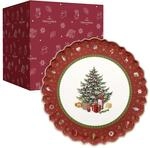 Villeroy & Boch Toy's Delight Runde Kuchenplatte, 33 cm, Premium Porzellan, Rot/Gr&uuml;n