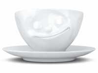 FIFTYEIGHT PRODUCTS / Tassen / Kaffeetasse „Glücklich (Porzellan, 200 ml, weiß,