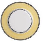 Villeroy und Boch Audun Fleur Speiseteller, 27 cm, Premium Porzellan, Wei&szlig;/Grau/Gelb