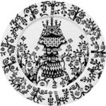 Iittala Taika Teller aus Porzellan in der Farbe Schwarz mit Muster, Ma&szlig;e: 27,2cm x