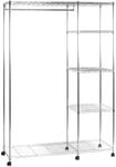 HAKU Rollgarderobe Chrom, Metall - Ma&szlig;e: B 123 cm x H 181 cm x T 45 cm, Style: