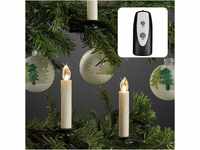 Hellum LED Weihnachtsbaumkerzen kabellos (Basis-Set), 10x warmweiß LED Kerzen...
