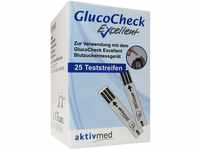 GlucoCheck Excellent Blutzuckerteststreifen, 25 Stück zur Kontrolle des