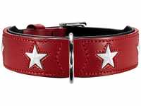 HUNTER MAGIC STAR Hundehalsband, mit Sternen, Leder, weich, 50 (S-M), rot