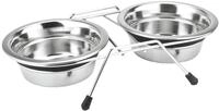 Nobby Doppelnapf Edelstahl SILENT DINER, inkl. 2 N&auml;pfen 2 x &Oslash; 13,0 cm 0,35 ltr., 1