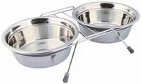 Napf-Set, Klapperschutz, Edelstahl/Metall, 2 &times; 1,5 l/&oslash; 21 cm/44 &times; 10 &times; 23 cm,