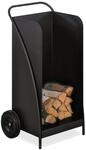 Heibi Holzwagen aus pulverbeschichtetem Stahl schwarz Glimmer 52x43x95 cm