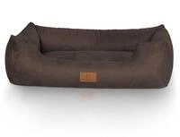 Knuffelwuff Hundebett Dreamline aus Velours M-L 85 x 63cm Braun - abnehmbarer Bezug -