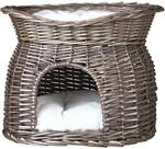 Trixie 2873 Weidenkorb mit Liegedach und 2 Kissen, 54 &times; 43 &times; 37 cm, grau