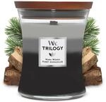 WoodWick Mittelgro&szlig;e Trilogy-Duftkerze im Sanduhrglas mit knisterndem Docht | Warm