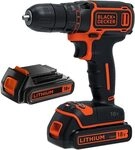 Black+Decker Akku-Bohrschrauber (18V, inkl. 2x Li-Ion Schiebe-Akku, 400 mA