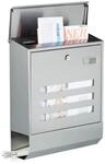Relaxdays Briefkasten Edelstahl mit Zeitungsfach, Namensschild, HxBxT: 42 x 35...