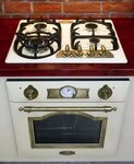 Kaiser Empire Gas Herdset 60cm &ndash; Elfenbein | Gas-Einbaubackofen mit Drehspie&szlig;,
