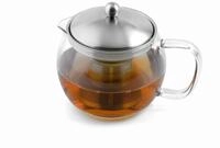 Weis Teekanne Edelstahl/Borosilikatglas Silber mit Teefilter 1L, Ma&szlig;e: 17,5cm x
