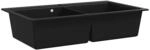 vidaXL Granitsp&uuml;le 860x510mm Doppelbecken Einbausp&uuml;le K&uuml;chensp&uuml;le Sp&uuml;lbecken