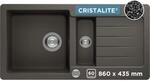 SCHOCK K&uuml;chensp&uuml;le Typos D-150S Asphalt 86x43,5 cm | Granitsp&uuml;le aus CRISTALITE