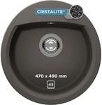 SCHOCK K&uuml;chensp&uuml;le Manhattan R-100 in Asphalt I runde Granitsp&uuml;le f&uuml;r 45 cm