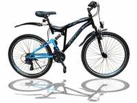 24 Zoll Mountainbike Fahrrad MIT VOLLFEDERUNG & Beleuchtung 21-Gang Shimano OXT...