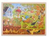 Goki 57743 Einlegepuzzle "Unser Garten" aus Holz, 96-teilig