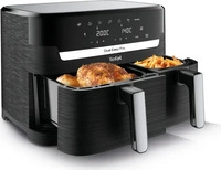 Tefal EY9018, Tefal Dual Easy Fry Hei&szlig;luftfritteuse 8,3 L - Airfryer mit 2 Kammern &