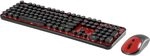 Renkforce RF-DS-Retro Funk Tastatur, Maus-Set Deutsch, QWERTZ Schwarz, Rot