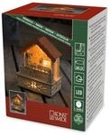 Konstsmide LED Holzsilhouette, naturfarben, Marktstand mit orangem Dach, 3 warm
