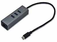 i-tec USB-C Metal 3-Port HUB Gigabit Ethernet Adapter: 1x USB-C auf RJ-45,