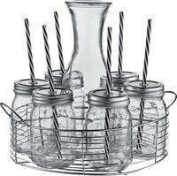 Zeller 19749 Glaskaraffe- / Gl&auml;ser-Set, 8-tlg., Glas/Metall, ca. 30 x 28 x 28 cm, 6