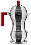 Alessi MDL02/6 R Pulcina Espressomaschine - Gu&szlig;aluminium. Griff und Knopf aus PA,