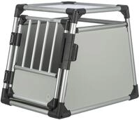 TRIXIE Hunde-Transportbox Aluminium in silber - M: 53 &times; 61 &times; 74 cm - stabile und