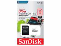 SanDisk Ultra 16GB Android microSDHC Speicherkarte + SD-Adapter bis zu 80...