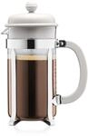 Bodum Caffettiera French Press Wei&szlig; &ndash; 1L / 8 Tassen Kaffeebereiter &ndash; Robustes