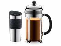 Bodum K11068-01 Set aus Chambord Kaffeebereiter 8 Tassen und Travel Mug Becher, 0,35