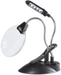 Wedo 27175201 Tischlupe mit LED Lampe, Kunststoff Linse &Oslash; 10,2 cm, 2 fach / 4 fach
