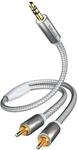 inakustik &ndash; 004100015 &ndash; Premium Klinkenadapter - 3,5mm Klinke -> 2 x RCA | F&uuml;r