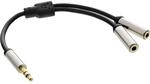 InLine 99250 Slim Audio Y-Kabel Klinke 3,5mm ST an 2x Klinke BU, 0,15m