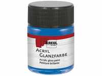 KREUL 79534 - Acryl Glanzfarbe, 50 ml Glas in blau, glänzend-glatte Acrylfarbe...