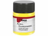 KREUL 79502 - Acryl Glanzfarbe, 50 ml Glas in gelb, glänzend-glatte Acrylfarbe...
