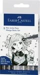 Faber-Castell 167107 Tuschestifte Set, Etui mit 8 Stiften, Feine Spitzen und