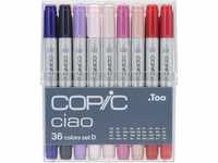 COPIC Ciao Marker Set D mit 36 Farben, Allround Layoutmarker, im praktischen