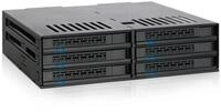 ICY DOCK 6X 2,5" SATA/SAS HDD/SSD Wechselrahmen mit schraubenlosen Trays in 5,25"