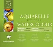 Clairefontaine 96561C - Block Aquarellpapier Etival, Torchon, 4-seitig geleimt, 10