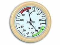 TFA Dostmann Analoges Sauna-Thermo-Hygrometer, mit Holzrahmen,Temperatur,