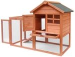 Wiltec Hasenstall 1220 x 630 x 920 mm mit Freilaufgehege und erh&ouml;htem Unterschlupf
