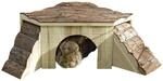 Kerbl Pet Nagerhaus, Kaninchenhaus, 37x37x16 cm, Holz Natur, Zwei Rampen, Dach als