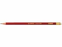 Bleistift mit Radiergummi - STABILO Swano in rot - Einzelstift - Härtegrad HB