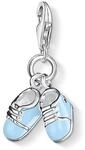 THOMAS SABO Damen Charm-Anh&auml;nger Babyschuhe Blau Geburt Charm Club 925 Sterling